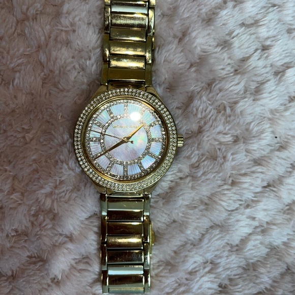 Michael Kors MK3396 Mother of Pearl Rhinestone Watch, Gold Tone Stainless Steel - Picture 4 of 5